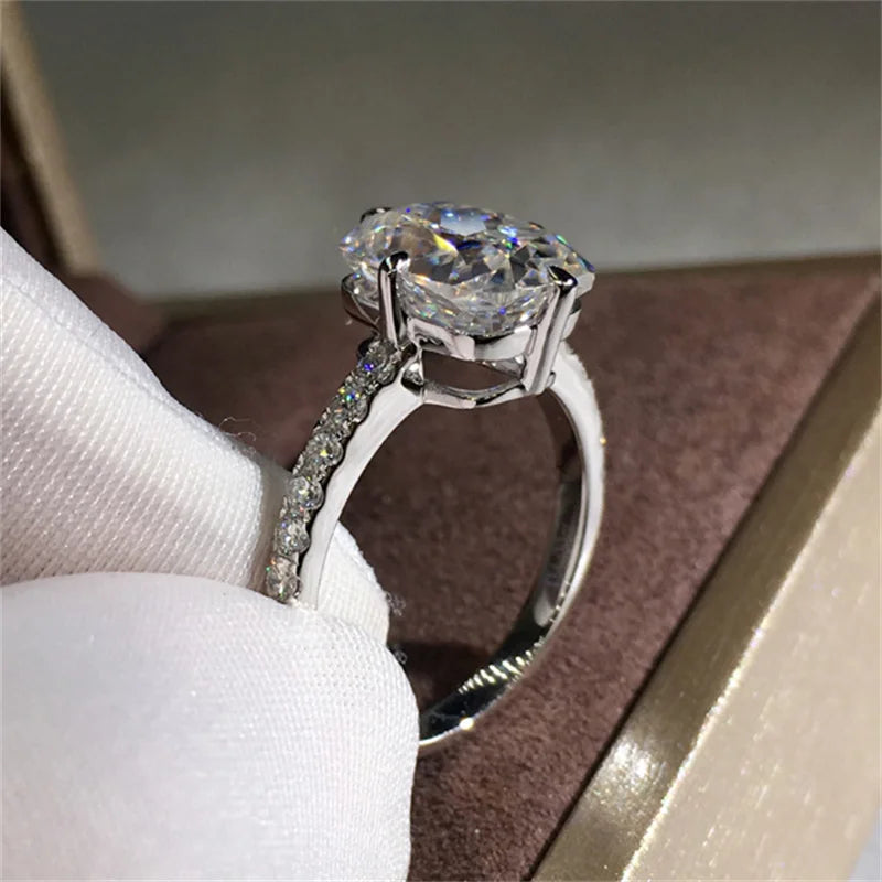 Moissanite White Gold color Ring for Women Classic Oval Shape .