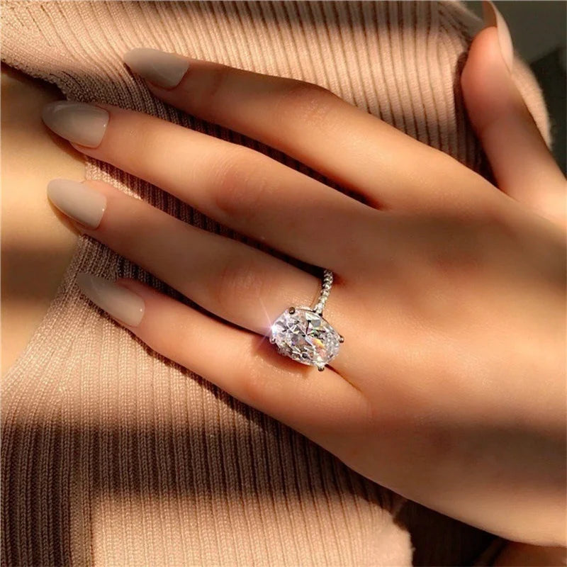 Moissanite White Gold color Ring for Women Classic Oval Shape .