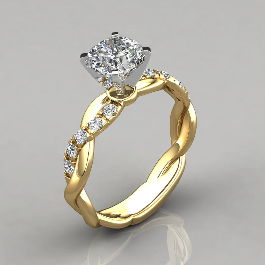 Rose Gold White Diamond Ring for Female