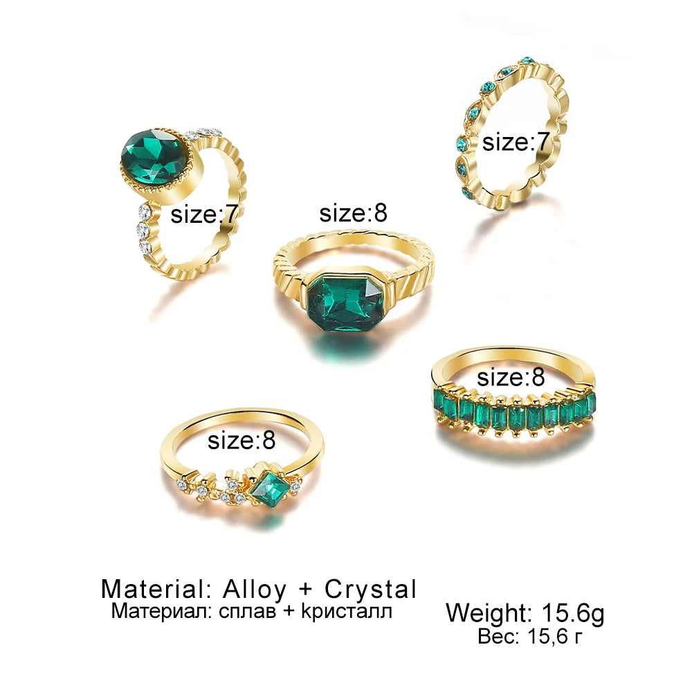 Women Girls Gold Color Metal Zircon Finger Rings Elegant Female Jewelry.