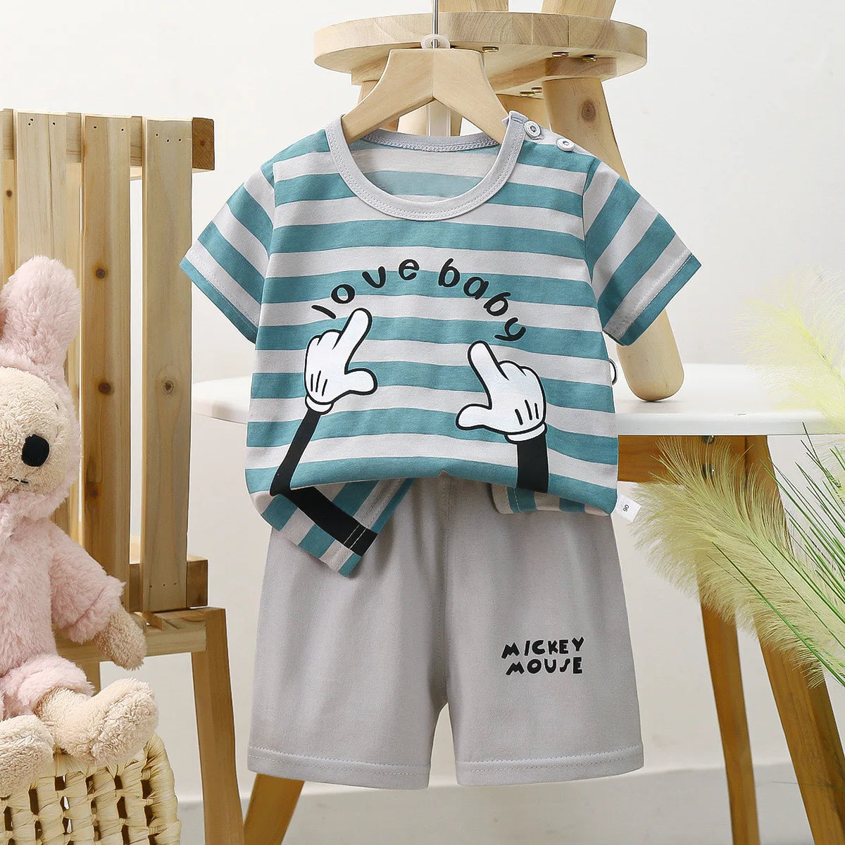 Summer Boys Girls Clothes Set T-shirt+pants