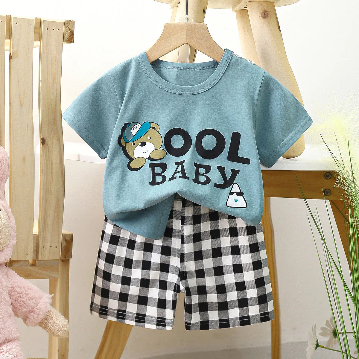 Summer Boys Girls Clothes Set T-shirt+pants