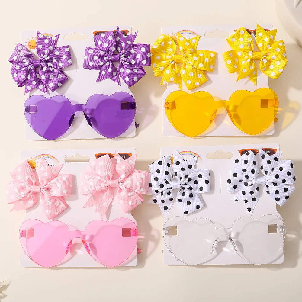 Colorful Heart Sun Glasses Set Girls