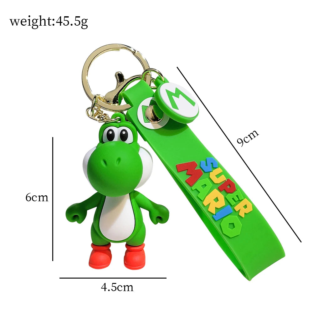 Super Mario Bros Kawaii Doll Keychain Yoshi Green Dinosaur Anime Figures Toys Cartoon Schoolbag Key Pendants Students Kids Gifts