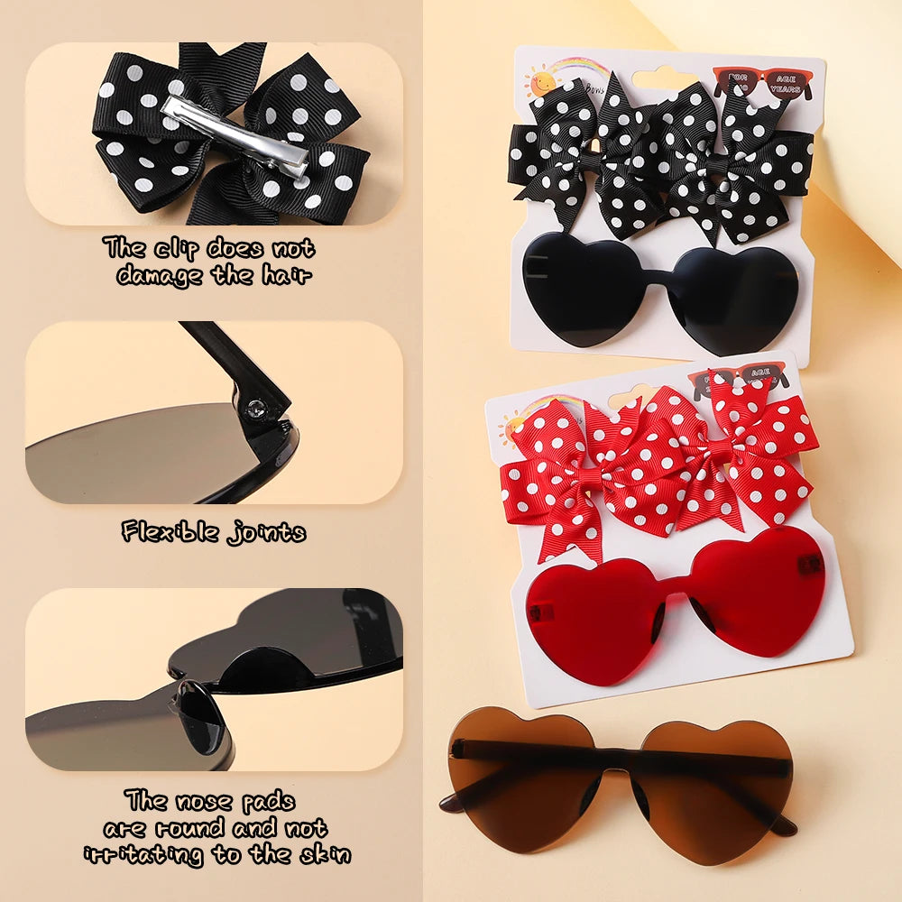 Colorful Heart Sun Glasses Set Girls