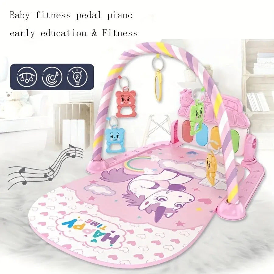 Baby Fitness Stand Toy Newborn 0-1 Year Old Baby Music Pedal Piano Fitness Equipment Climbing Mat Toy