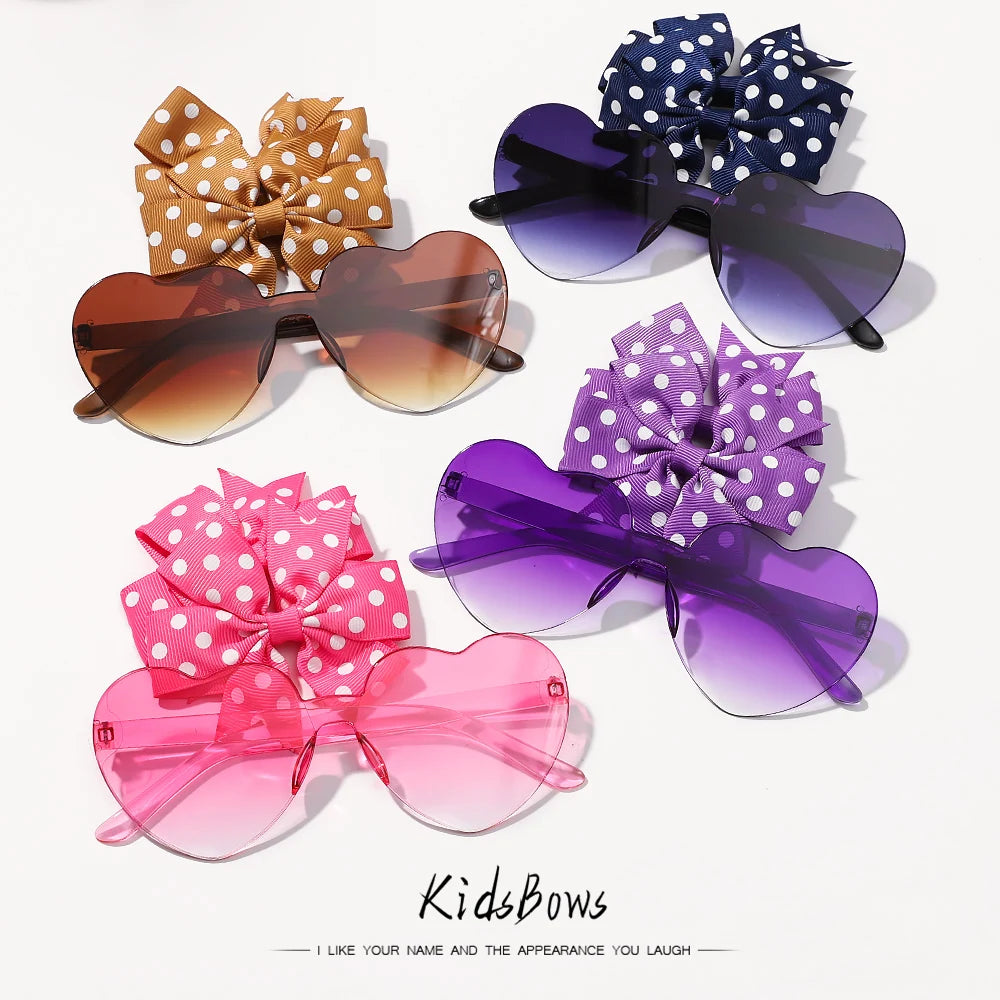 Colorful Heart Sun Glasses Set Girls